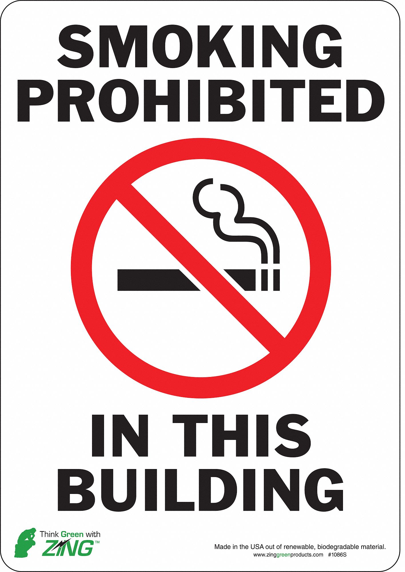 NO SMOKING SIGN, POLYESTER, RECTANGLE, ENGLISH, 10 X 7 IN