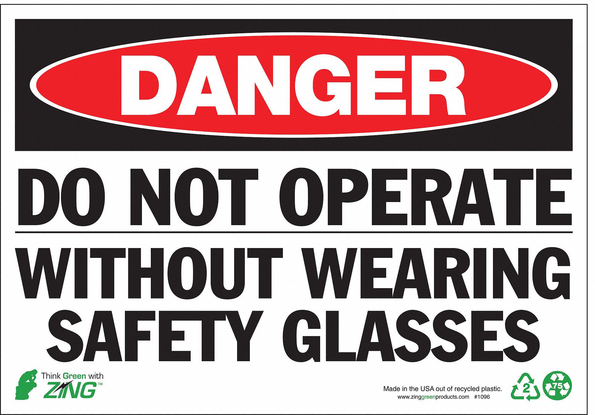 DANGER SIGN, PLASTIC, MOUNTING HOLES, 7 IN X 10 IN NOMINAL SIGN SIZE, 0.065 IN THICK