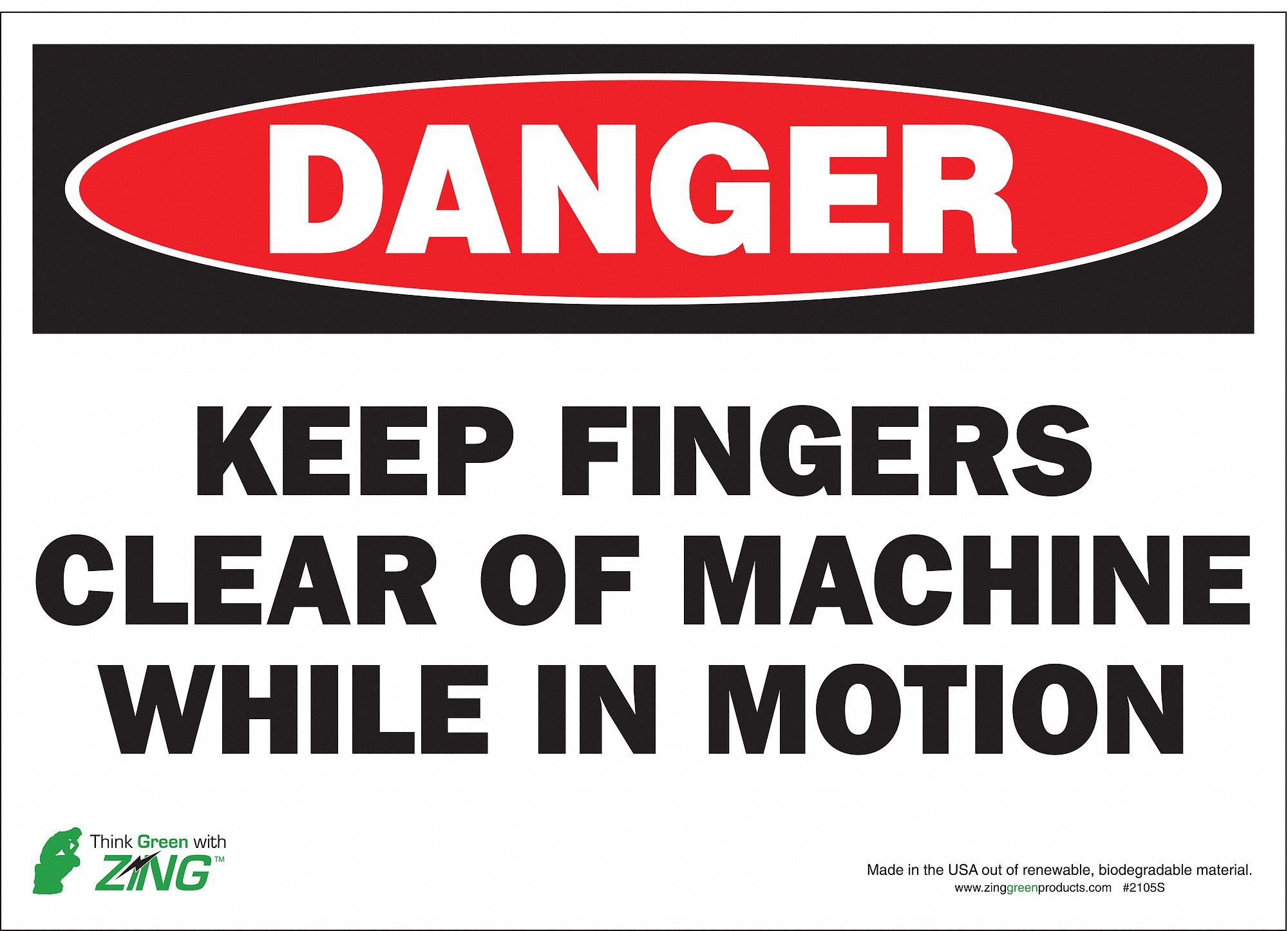 DANGER SIGN, POLYESTER, RECTANGLE, ENGLISH, CLEAR, 14 X 10 IN