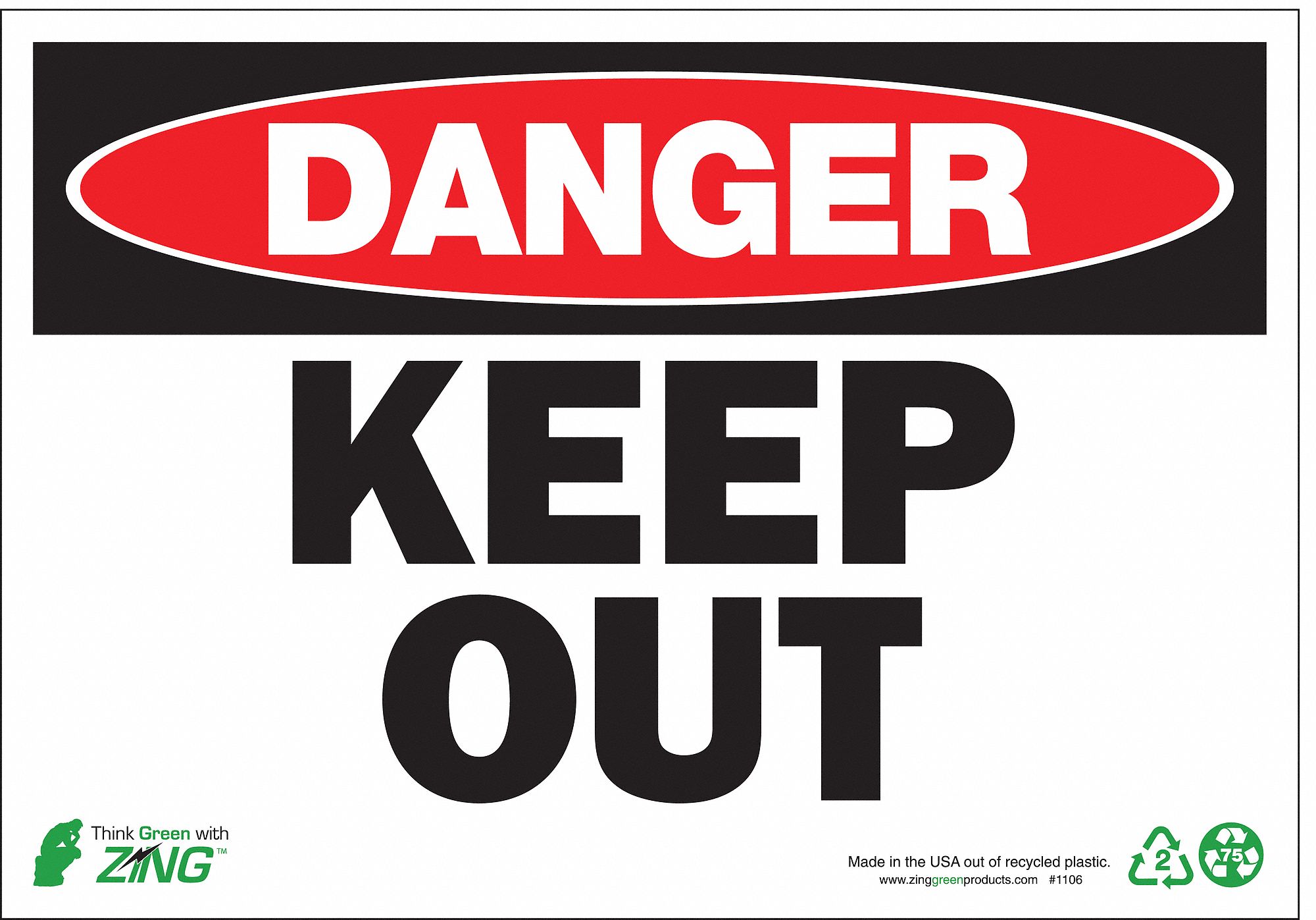 Danger Sign, 7 in x 10 in, Plastic