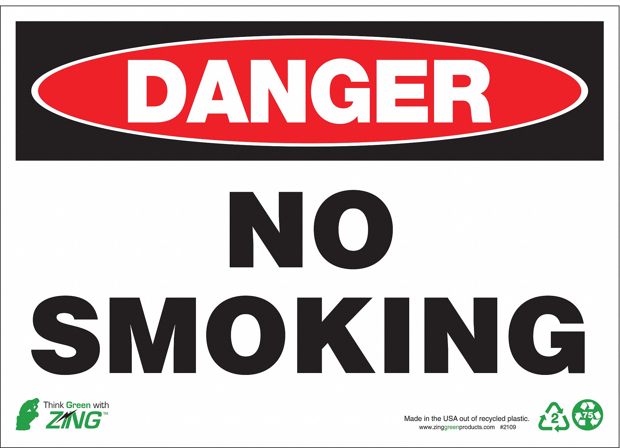 No Smoking, DANGER, Plastic, 10 in x 14 in, Surface Grainger