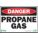 DANGER SIGN, PROPANE GAS, HEADER DANGER, RECTANGLE, 7 IN HEIGHT, 10 IN WIDTH, PLASTIC, SURFACE MOUNT, WHITE/BLACK/RED