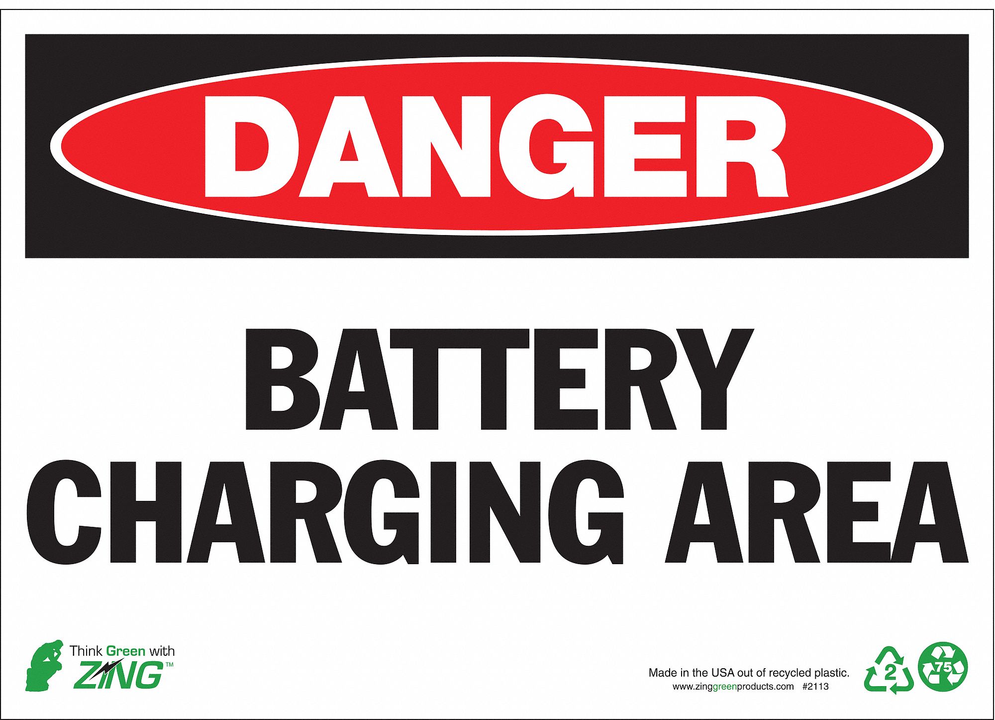 SIGN DANGER BATTERY 10X14 PL