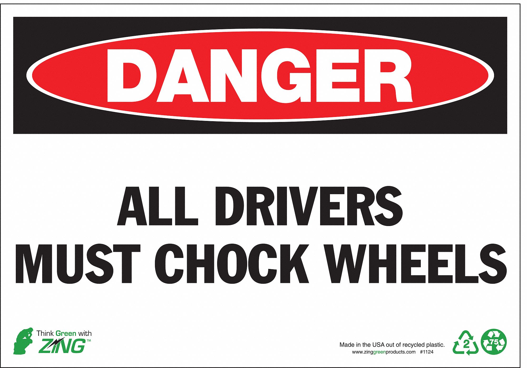 SIGN DANGER CHOCK WHEEL 7X10 PL
