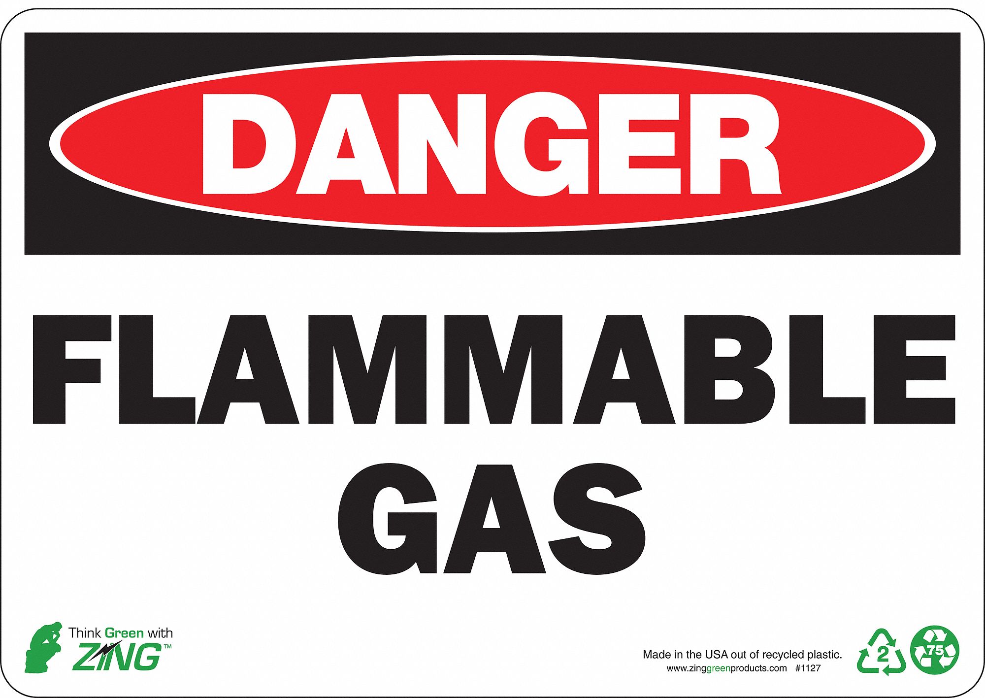 SIGN DANGER FLAMMABLE GAS 7X10 PL