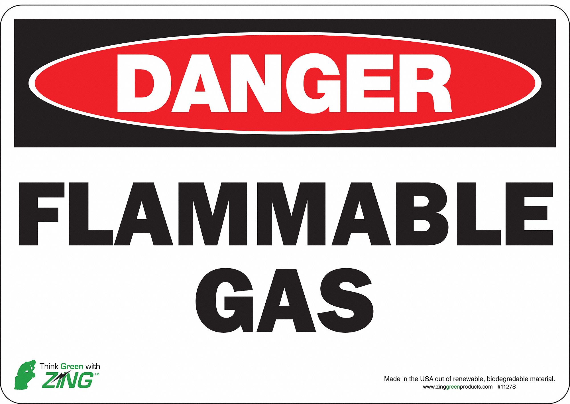 DANGER SIGN, POLYESTER, ADHESIVE MOUNT, 7 IN X 10 IN NOMINAL SIGN SIZE, NOT RETROREFLECTIVE, FLAMMABLE GAS