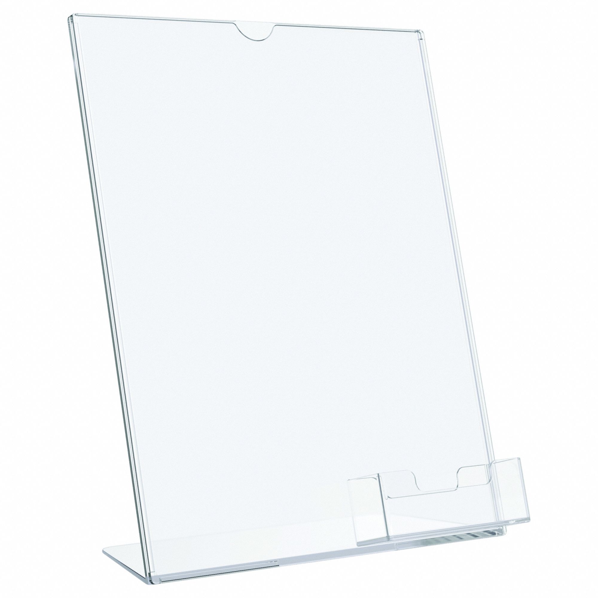 Sign and Literature Holder: 1 Compartments, Clear, Polystyrene, 11 in Overall Ht