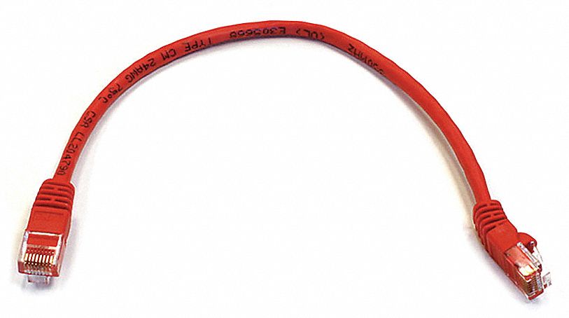 VOICE AND DATA PATCH CORD, ROUND, 24 AWG, RED, 2290, 1 FT OVERALL L, 6, UNSHIELDED, PVC