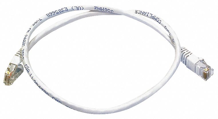 VOICE AND DATA PATCH CORD, ROUND, 24 AWG, WHITE, 4113, 2 FT OVERALL L, 6, UNSHIELDED, PVC