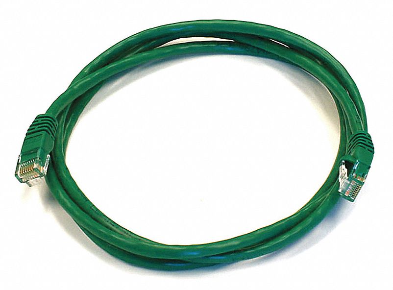 VOICE AND DATA PATCH CORD, ROUND, 24 AWG, GREEN, 3429, 5 FT OVERALL L, 6, UNSHIELDED, PVC