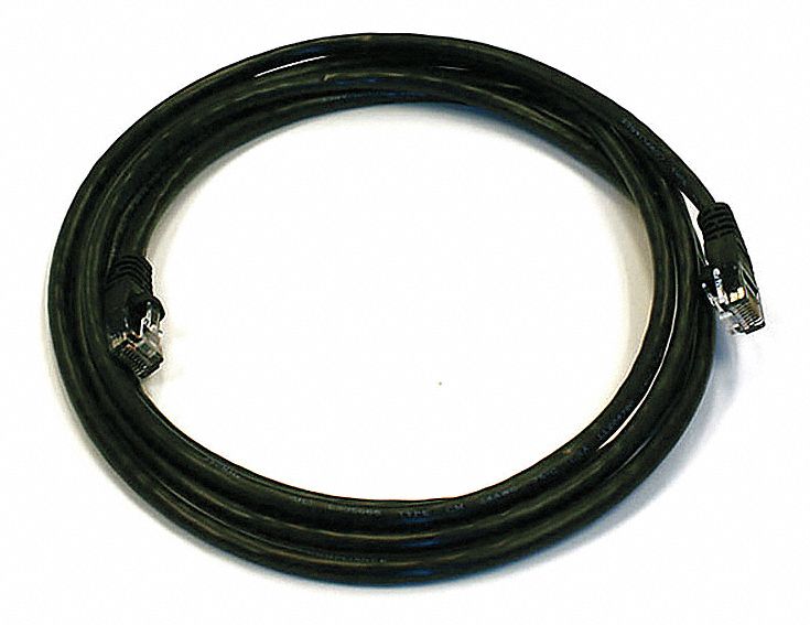 VOICE AND DATA PATCH CORD, ROUND, 24 AWG, BLACK, 2302, 7 FT OVERALL L, 6, UNSHIELDED, PVC