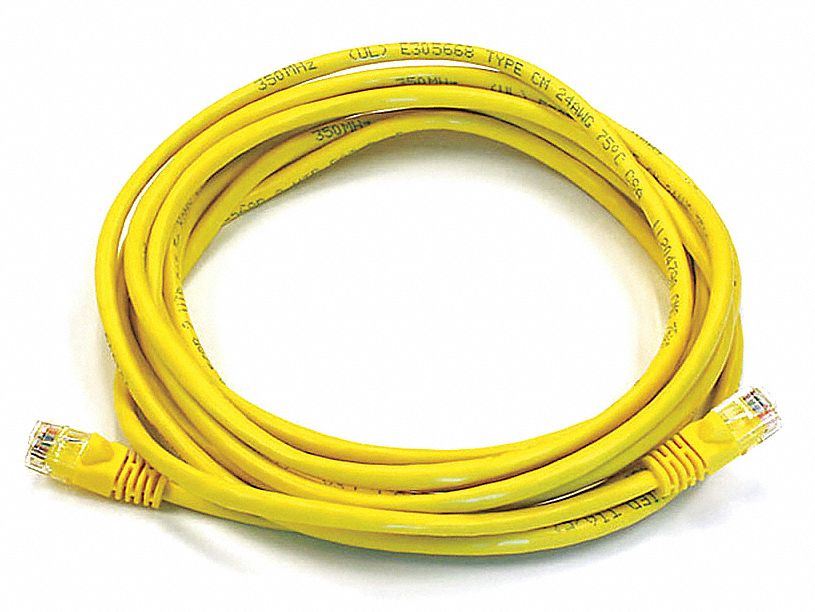 VOICE AND DATA PATCH CORD, ROUND, 24 AWG, YELLOW, 2312, 14 FT OVERALL L, 6, UNSHIELDED