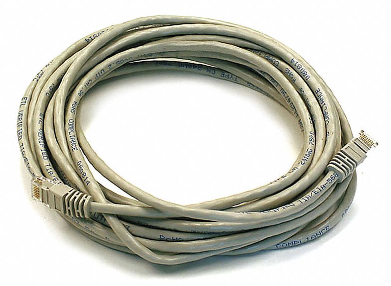 VOICE AND DATA PATCH CORD, ROUND, 24 AWG, GREY, 2315, 25 FT OVERALL L, 6, UNSHIELDED, PVC