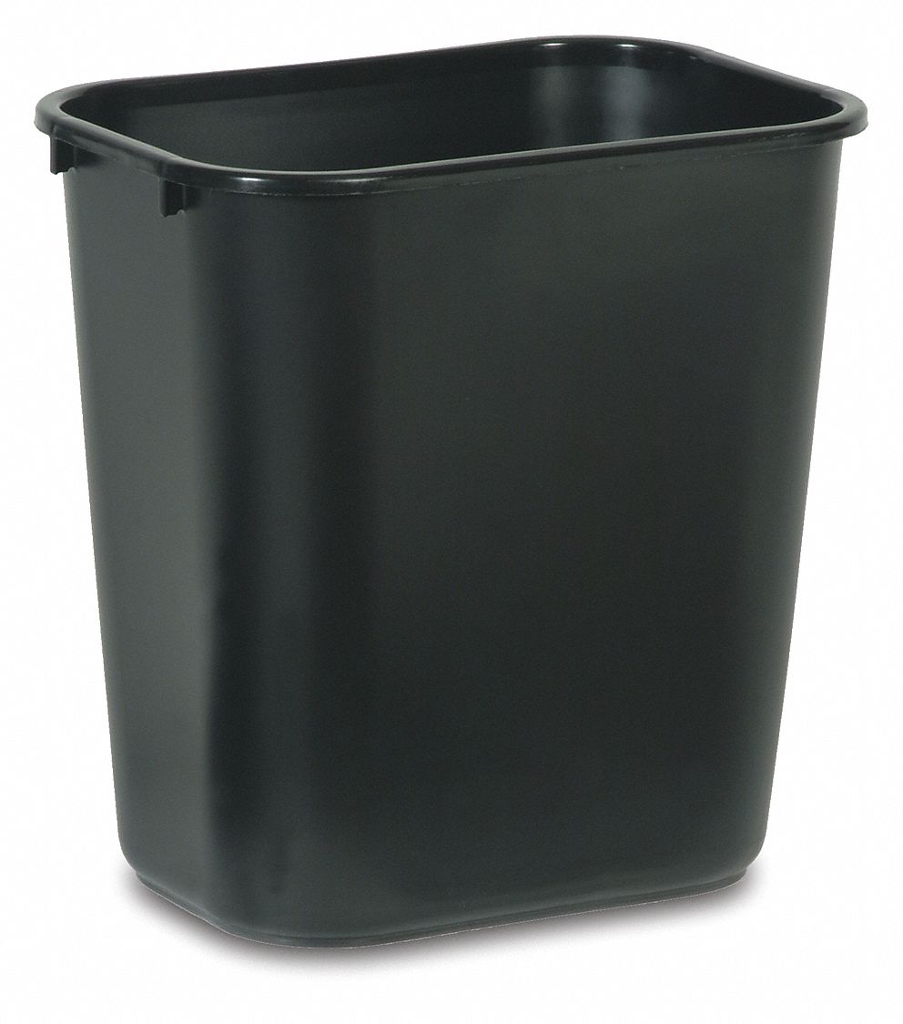 Cubo de basura de 14 litros con tapa superior de prensa, cubo de basura de  plástico negro de 3.7 galones, papelera delgada para baño, cocina, inodoro