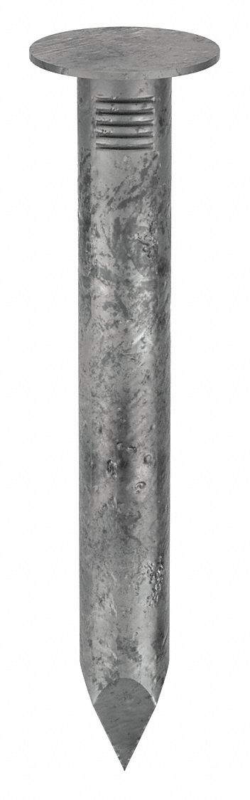 Roofing Nails, 1" L, Galvanized, PK7200: Roofing Nails, Flat, Smooth, Steel, Wire, 7, 200 PK