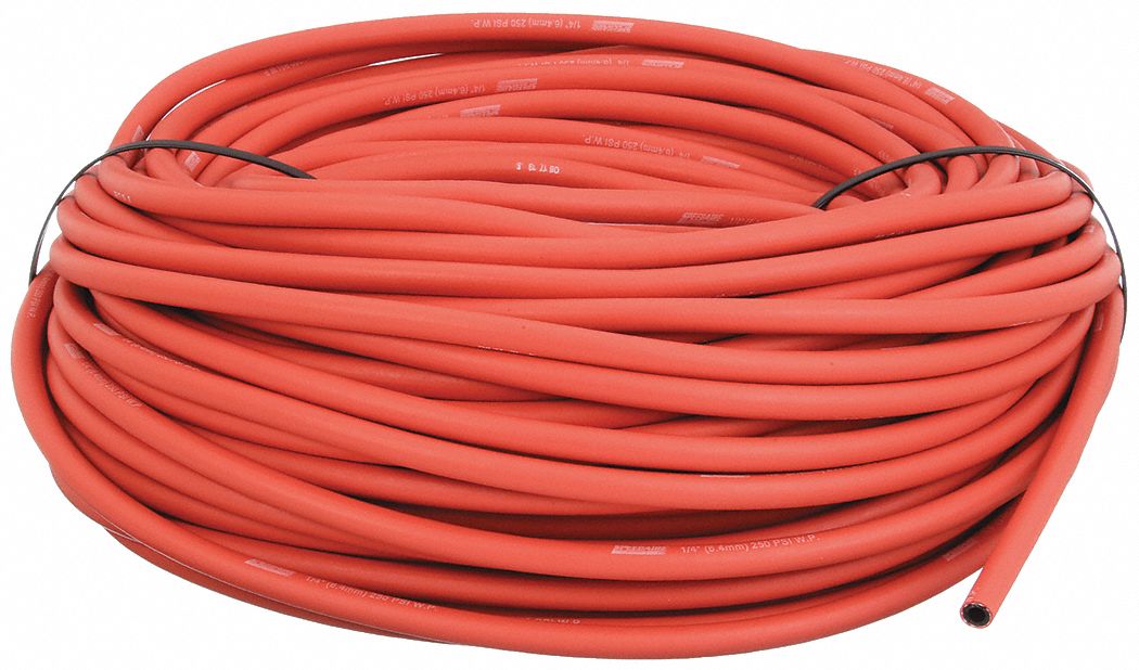 AIR HOSE, ¼ IN INSIDE DIAMETER, RED, 300 PSI MAX. WORKING PRESSURE AT 70 ° F, 250 FT L