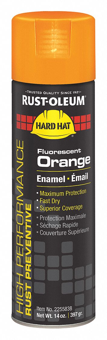 RUST PREVENTATIVE SPRAY PAINT, AEROSOL, PREMIUM SPRAY PAINTS, GLOSS, FLUORESCENT ORANGE, 15 OZ