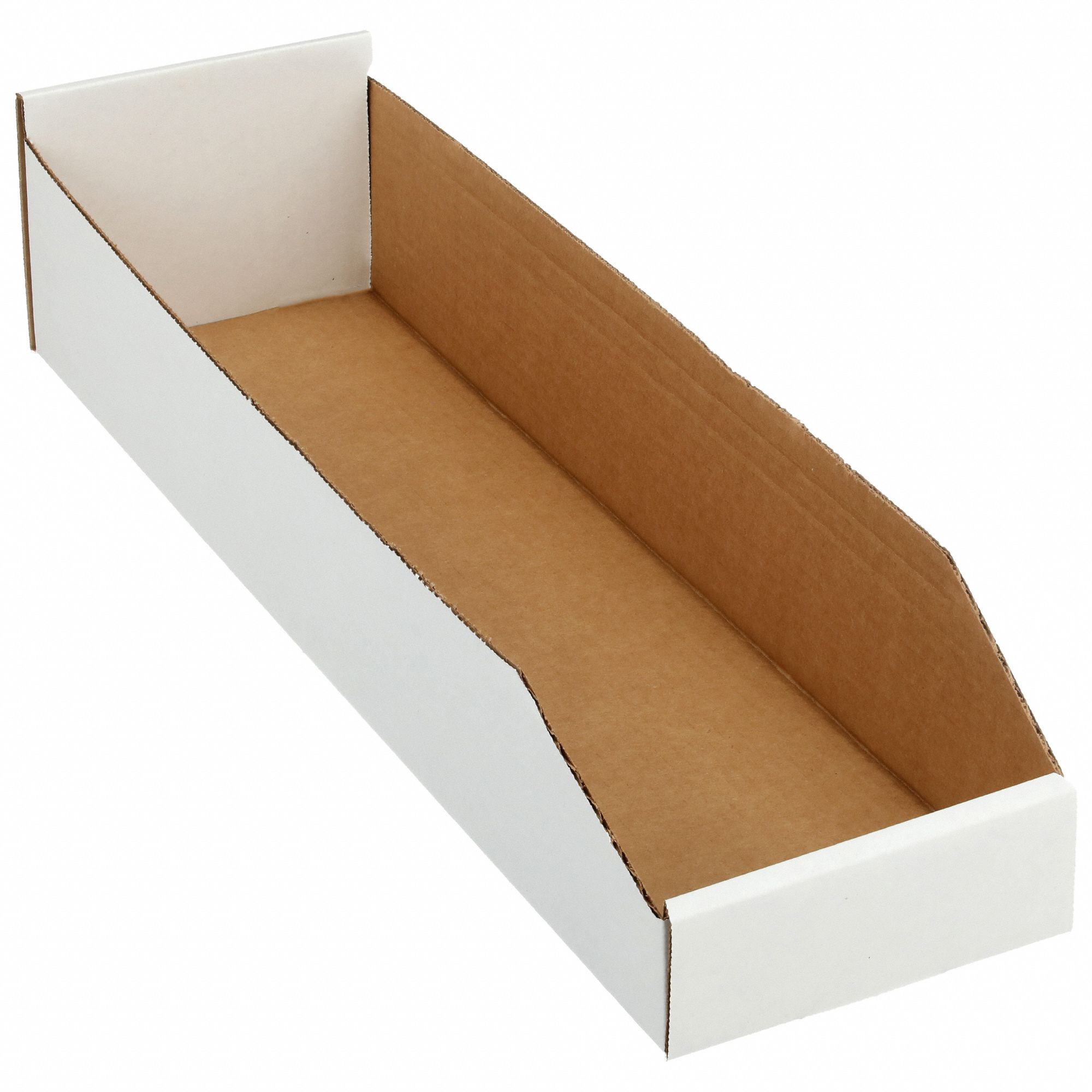 Corrugated Shelf Bin: 23 in Overall Lg, 6 1/4 in x 4 3/4 in, White