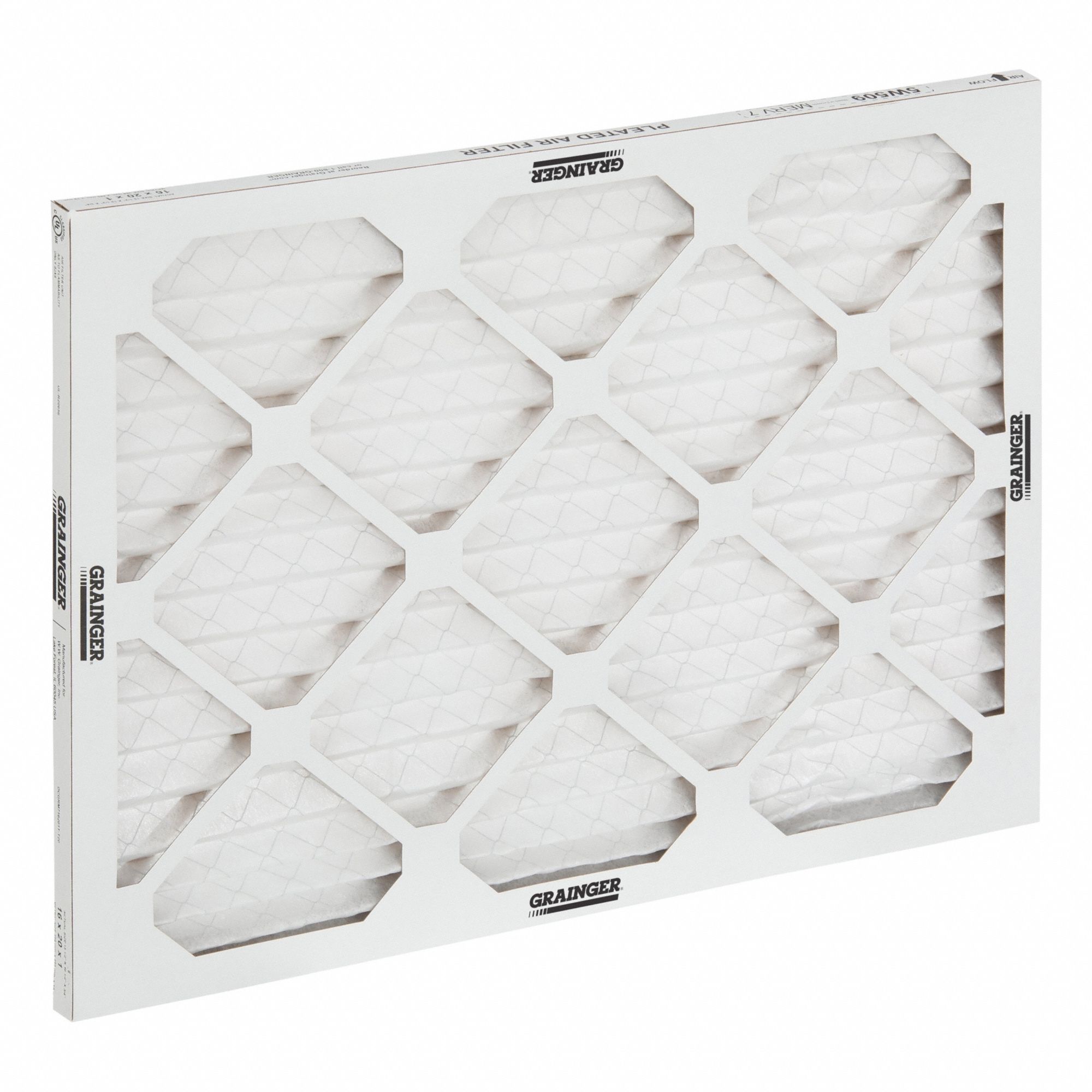 Pleated Air Filter: 20 in x 25 in x 1 in, MERV 8, Gen Use