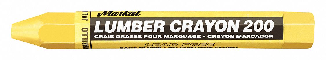 Markal 200 Lumber Crayon Economical Wax Based Marker, 1/2 Hex, 4-5/8  Length, Black (Pack of 12)