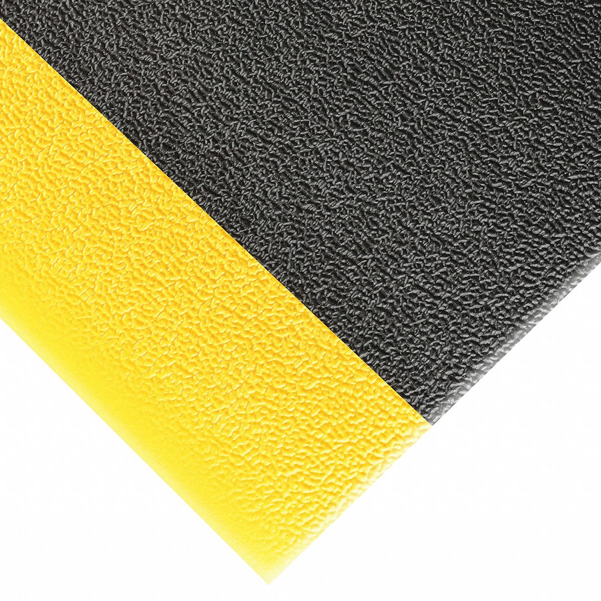 ANTIFATIGUE RUNNER, PEBBLE, 3 X 12 FT, ⅜ IN THICK, BLACK/YELLOW BORDER, PVC FOAM