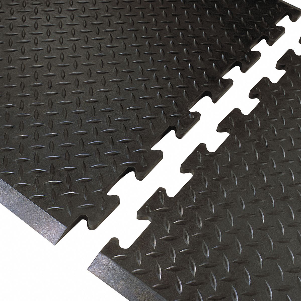 INTERLOCKING ANTIFATIGUE MAT END TILE, 31 X 28 IN, BLACK, SOFT