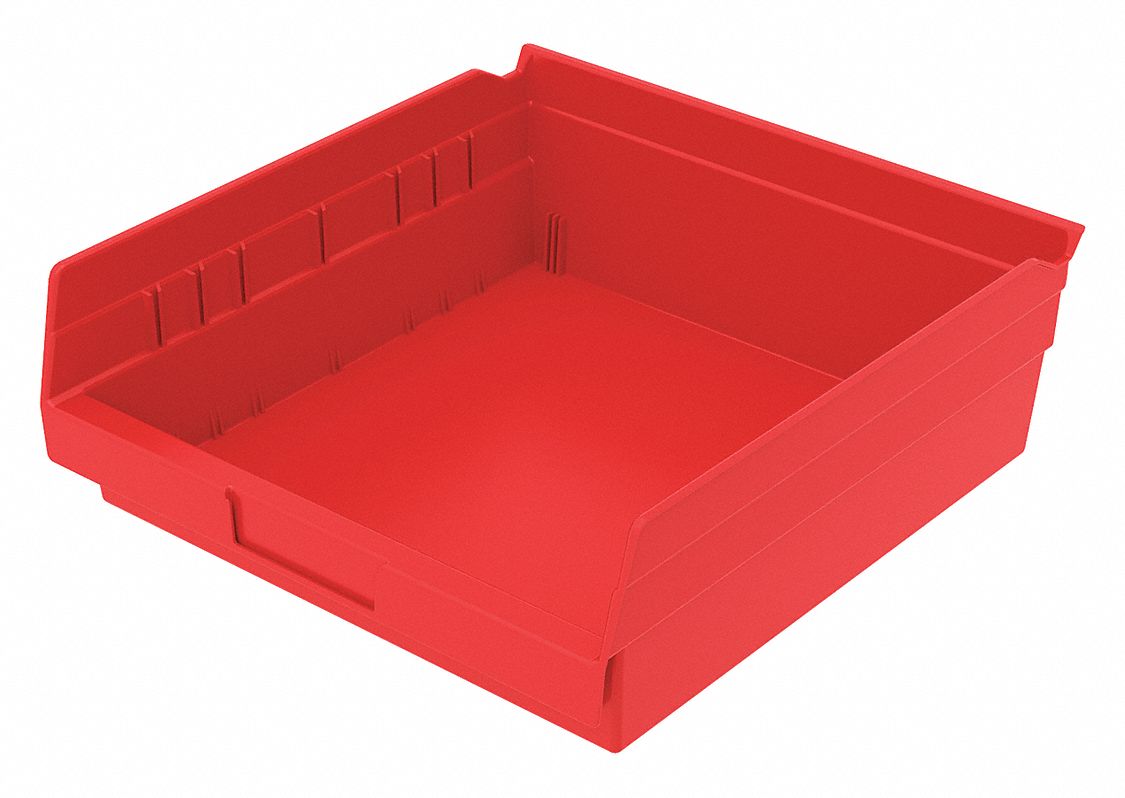 SHELF BIN,RED,197 CU. IN.VOL CAPACITY