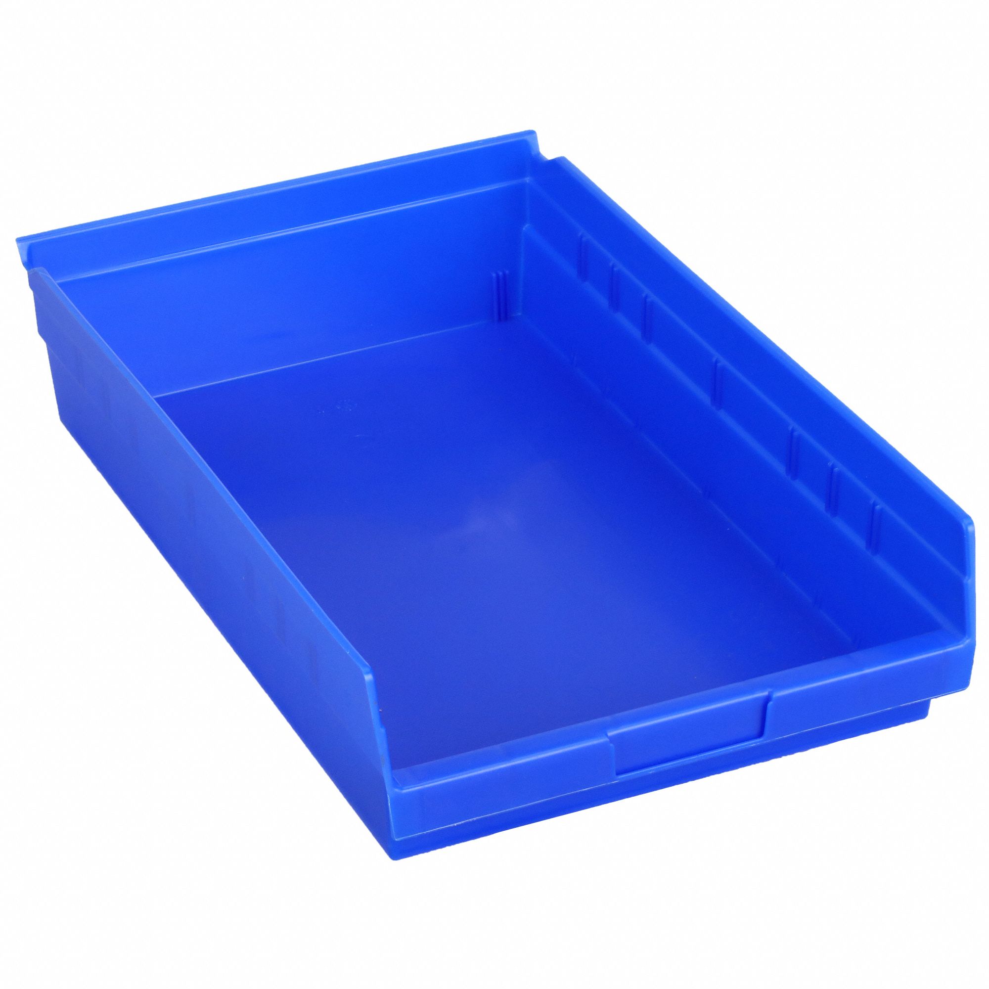 Shelf Bin: 17 7/8 in Overall Lg, 11 1/8 in x 4 in, Blue, Nesting Capable, Not Hangable