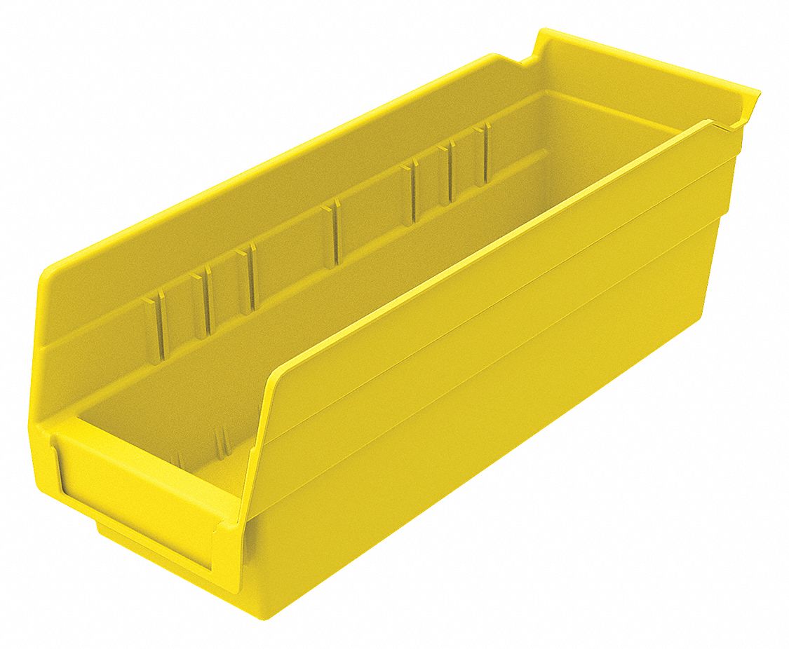 AKRO-MILS 30120YELLO Shelf Bin,Yellow,Indstr Grd Poly,4 in PK 7