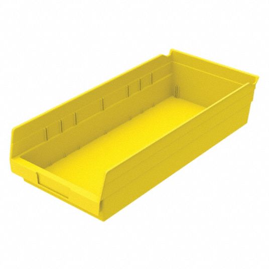 Akro Mils Shelf Bin Yellow 4 Inh X 17 7 8 Inl X 8 3 8 Inw 1ea 5w859 yello Grainger