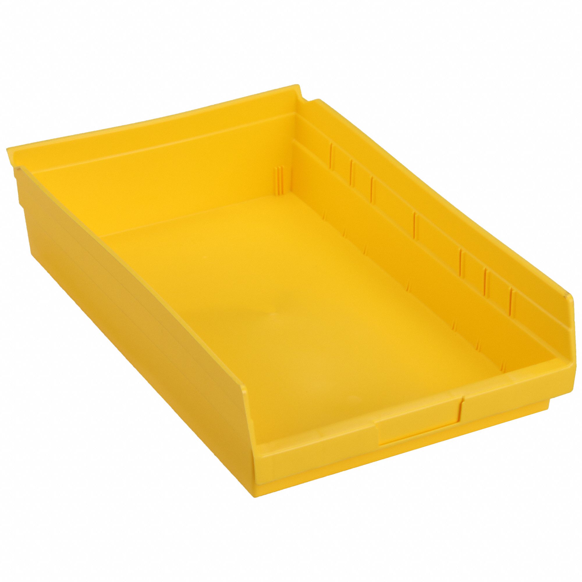 Shelf Bin: 17 7/8 in Overall Lg, 11 1/8 in x 4 in, Yellow, Nesting Capable, Not Hangable