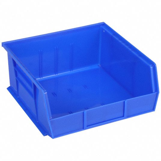 AKRO-MILS Hang and Stack Bin: 11 in x 10 7/8 in x 5 in, Blue, Label  Holders, 50 lb Load Capacity