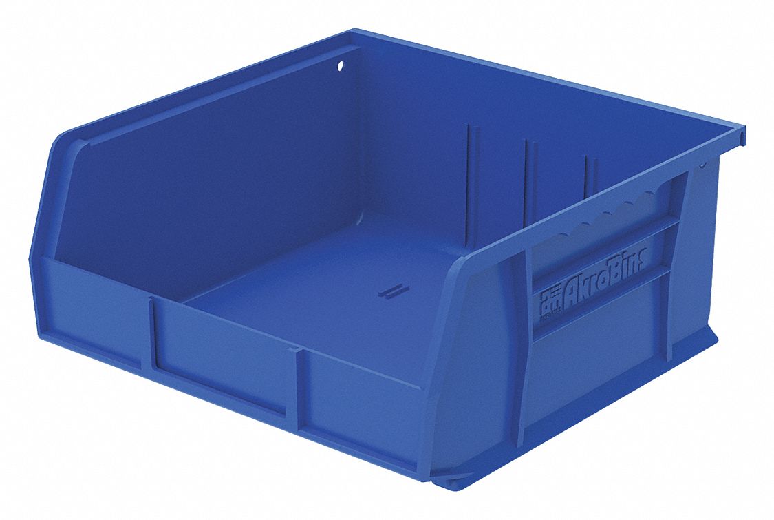 Akro-mils Hang And Stack Bin: 11 In X 10 7 8 In X 5 In, Blue, Label 