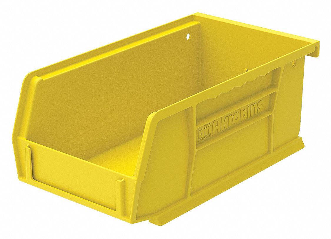 AKRO-MILS 30220YELLO Hang and Stack Bin,Yellow,Plastic,3 in PK 8