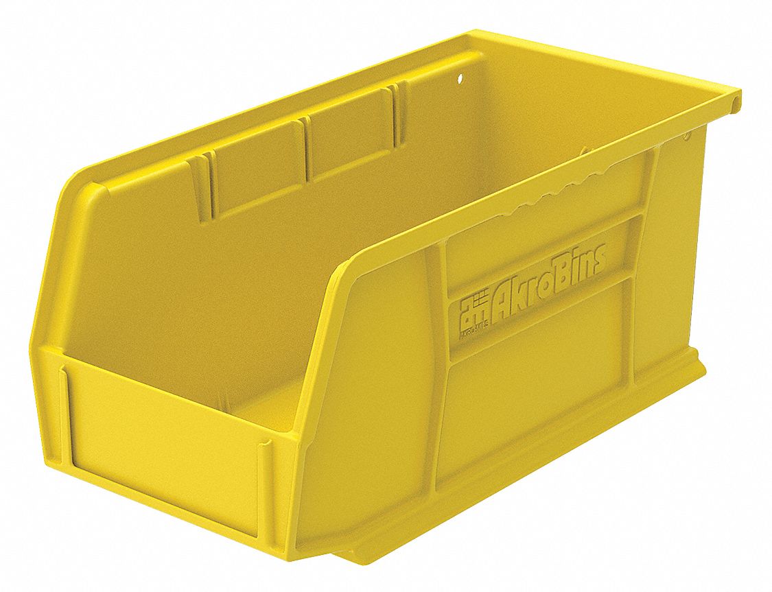 AKRO-MILS Hang and Stack Bin: 5 1/2 in x 10 7/8 in x 5 in, Yellow ...