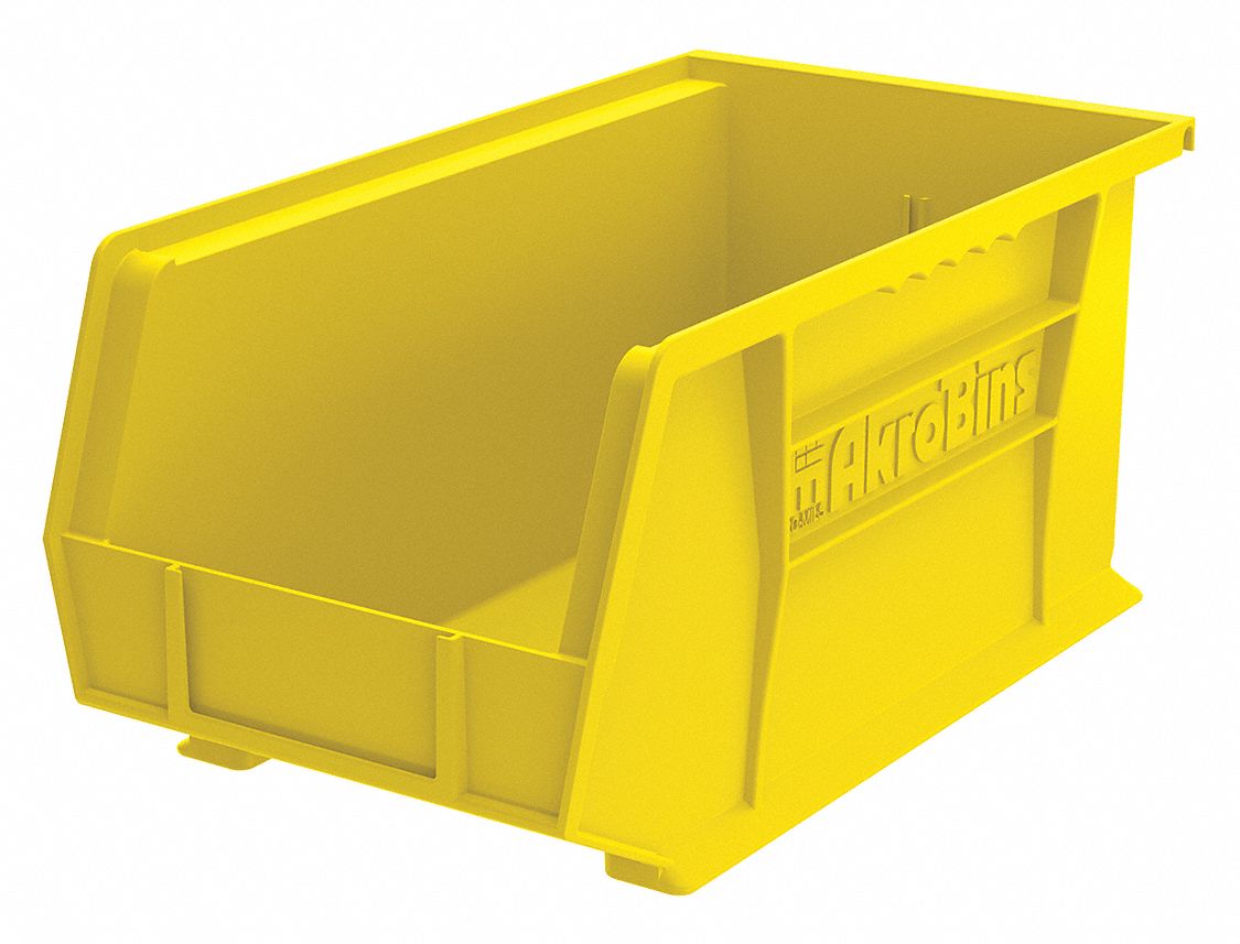 AKRO-MILS Hang and Stack Bin: 8 1/4 in x 14 3/4 in x 7 in, Yellow ...