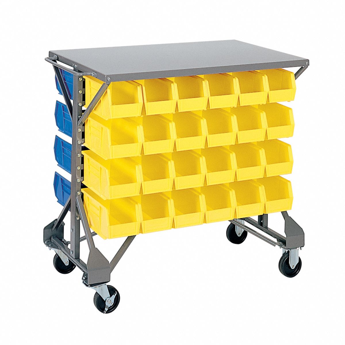 AKROMILS 2Sided Mobile Bin Rail Floor Rack with 0 Bins, 36 1/2 inH x