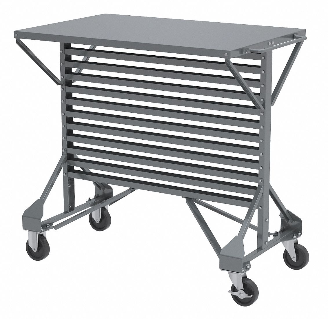 MOBILE BIN RAIL FLOOR RACK, 24 IN X 38½ IN X 36½ IN, 0 BINS