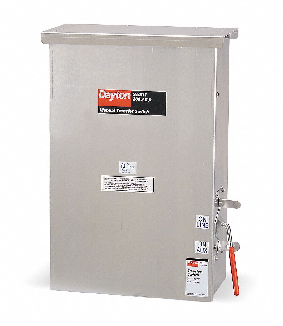 DAYTON Manual Transfer Switch, A, 250V - 5W911|5W911 - Grainger