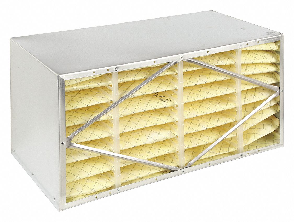 Rigid Cell Air Filter: 12 in x 24 in x 12 in, Fiberglass, No Header, MERV 14
