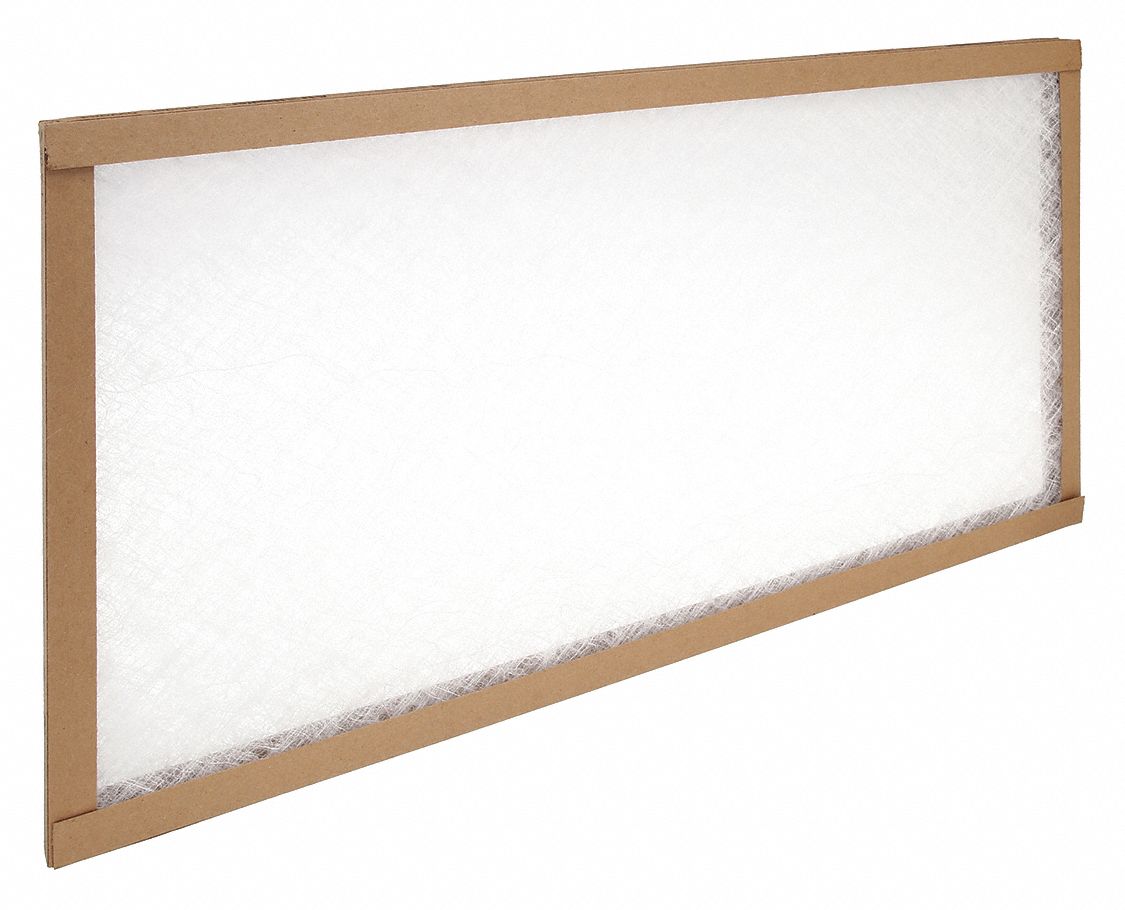 Non-Pleated Air Filter: 15 in x 30 in x 1 in, MERV 1, Fiberglass
