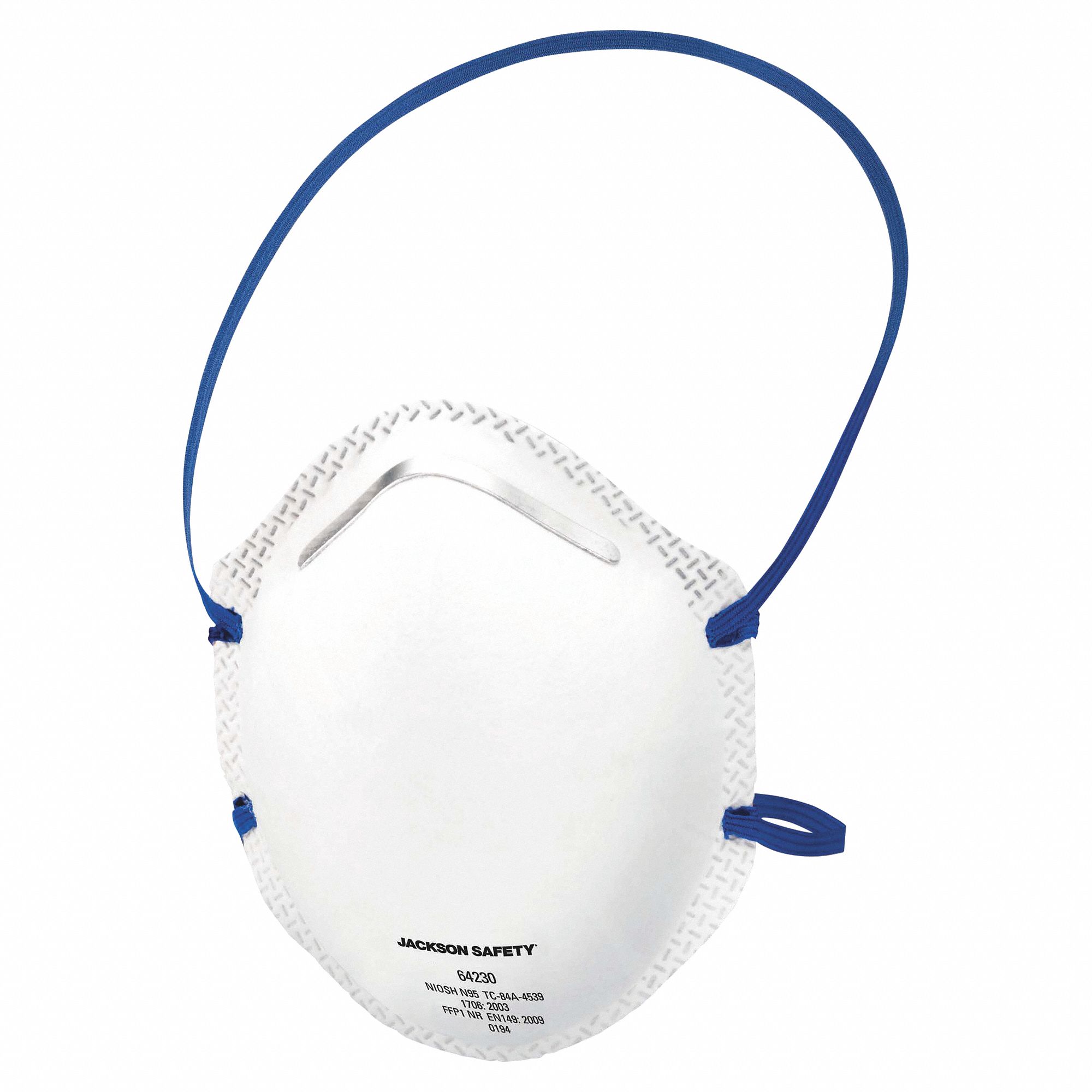 Disposable Respirator: Dual, Non-Adj, Metal Nose Clip, Std, White, M Mask Size, N95, Molded, 20 PK