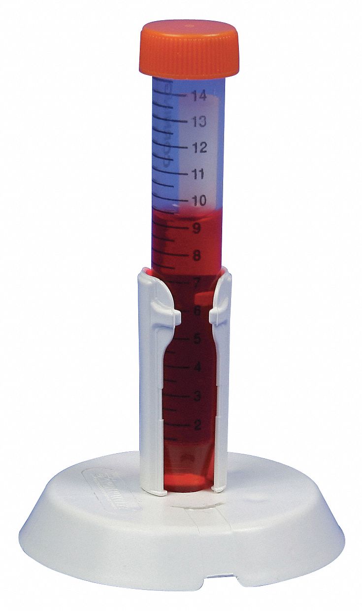 Tube Rack: 3 in Overall Wd, 1 1/2 in Overall Ht, 6 in Overall Lg, Polypropylene, White, Benchtop