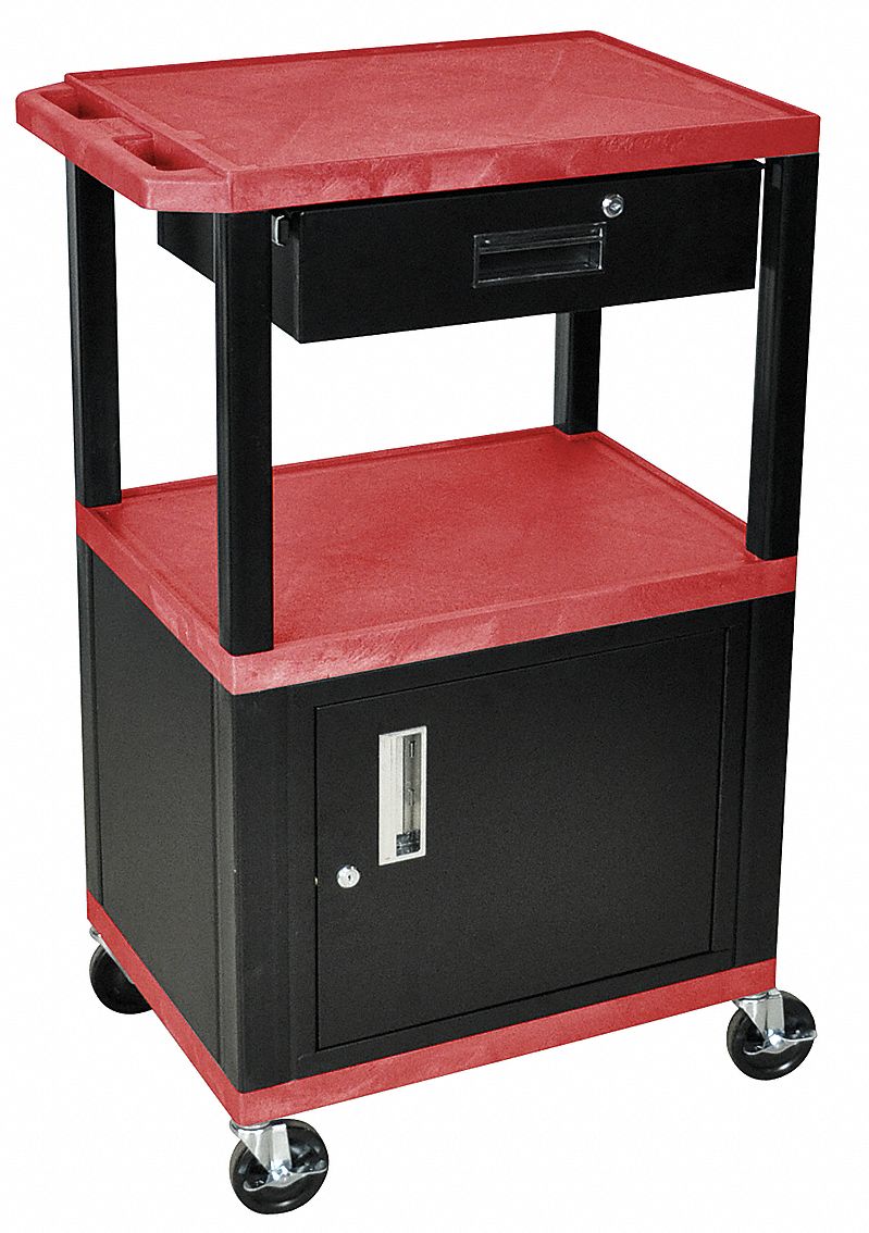 AudioVisual Cart w/Electric, 300 lb Load Capacity, Number of Shelves 3