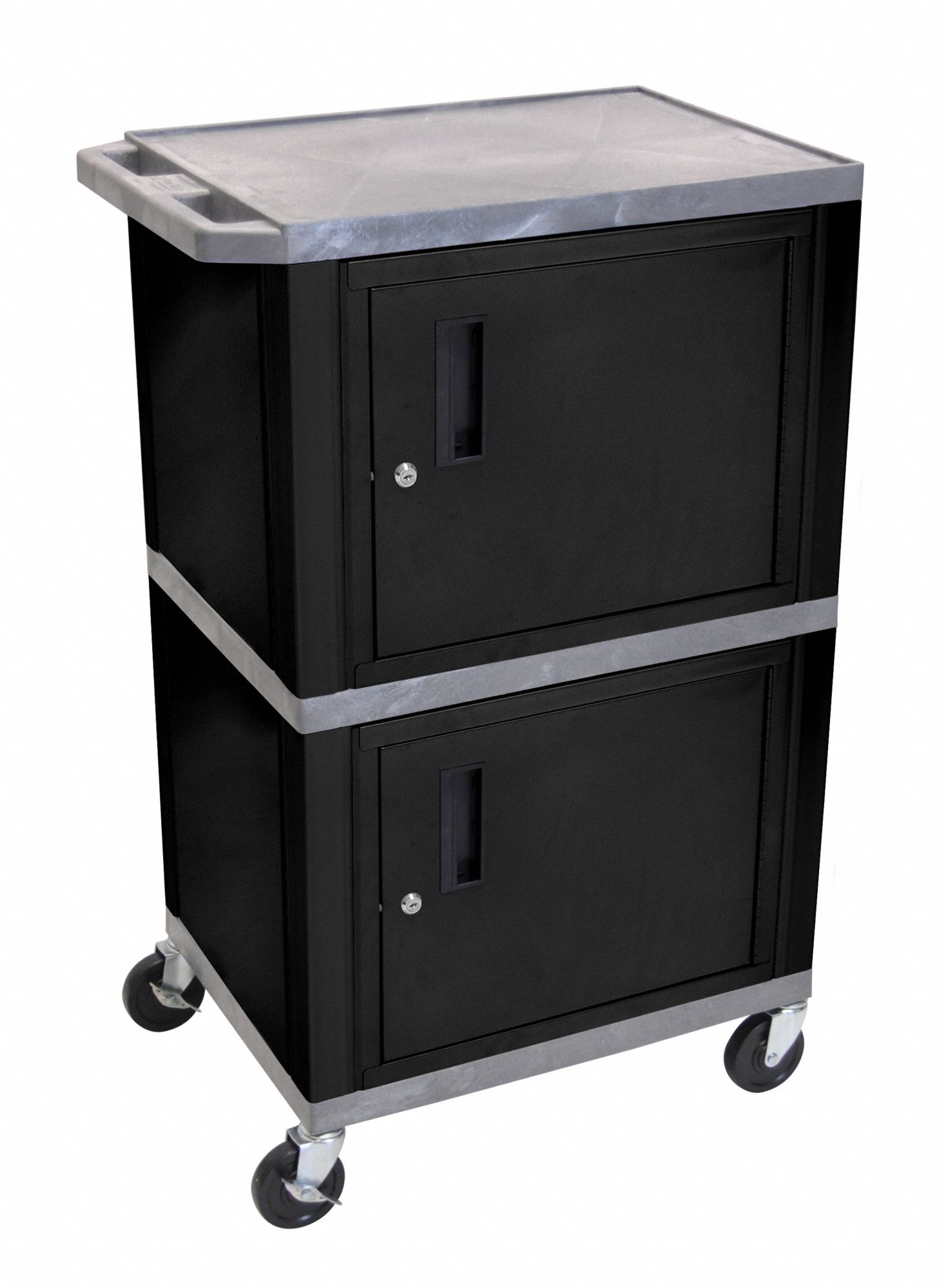 GRAINGER APPROVED AV Cart with Plastic Shelves & Steel Storage