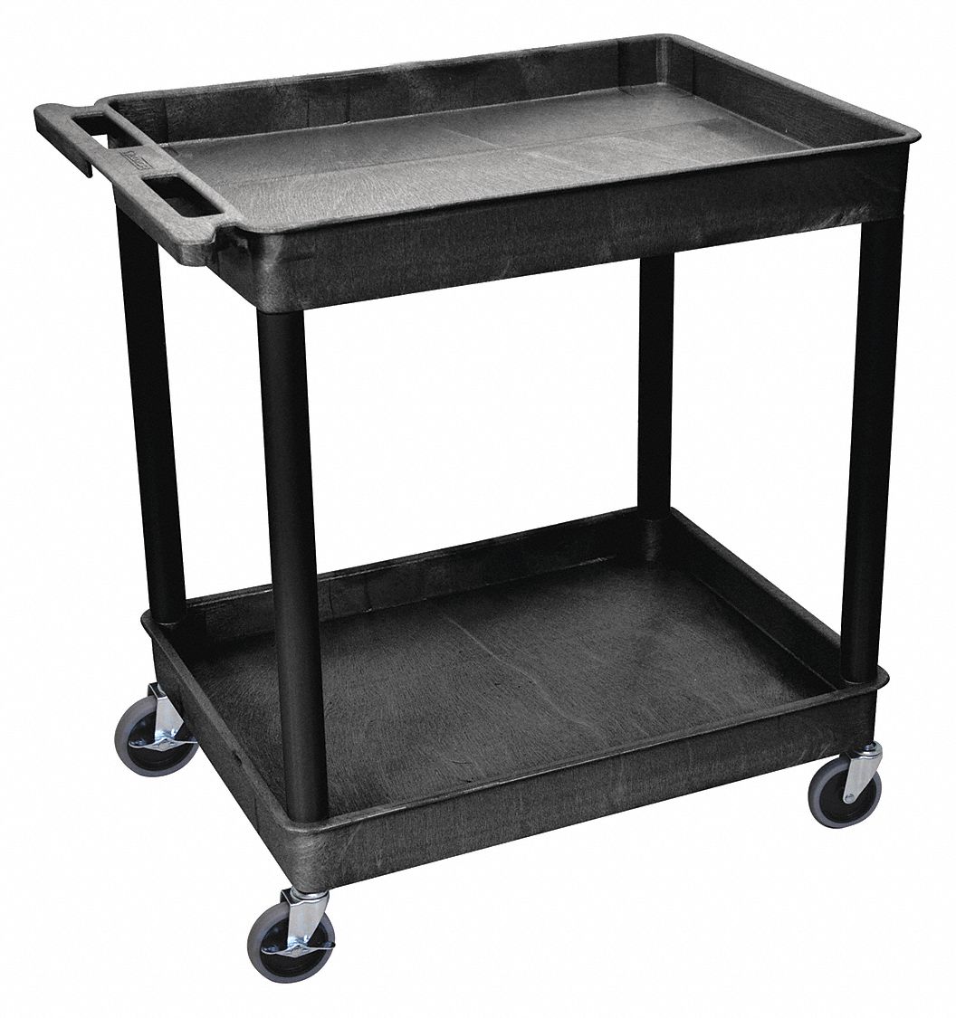 Rubbermaid 342488bla utility cart 3 shelf black plastic