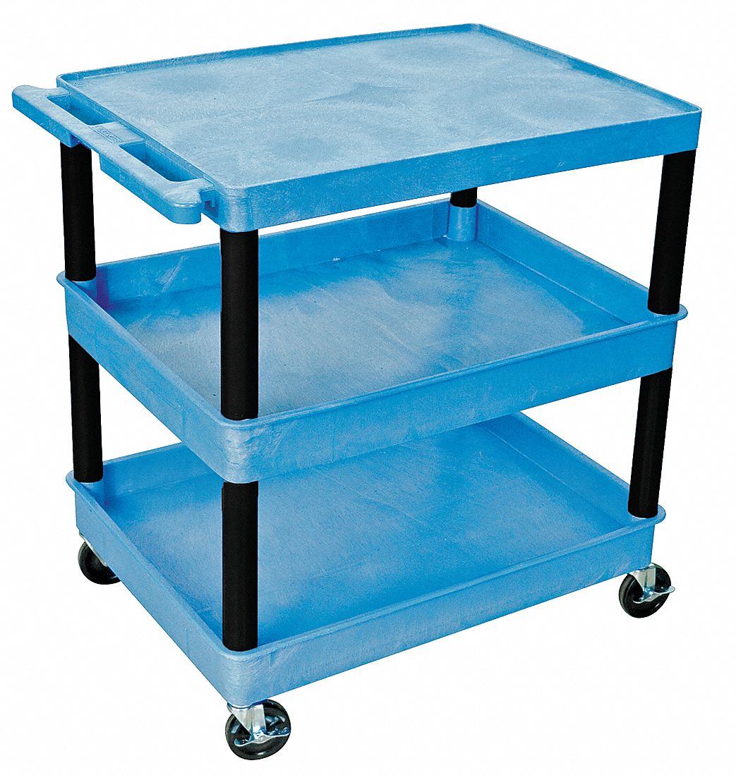 Utility Cart, 300 lb Load Capacity, Number of Shelves 3, 32 in x 24 in