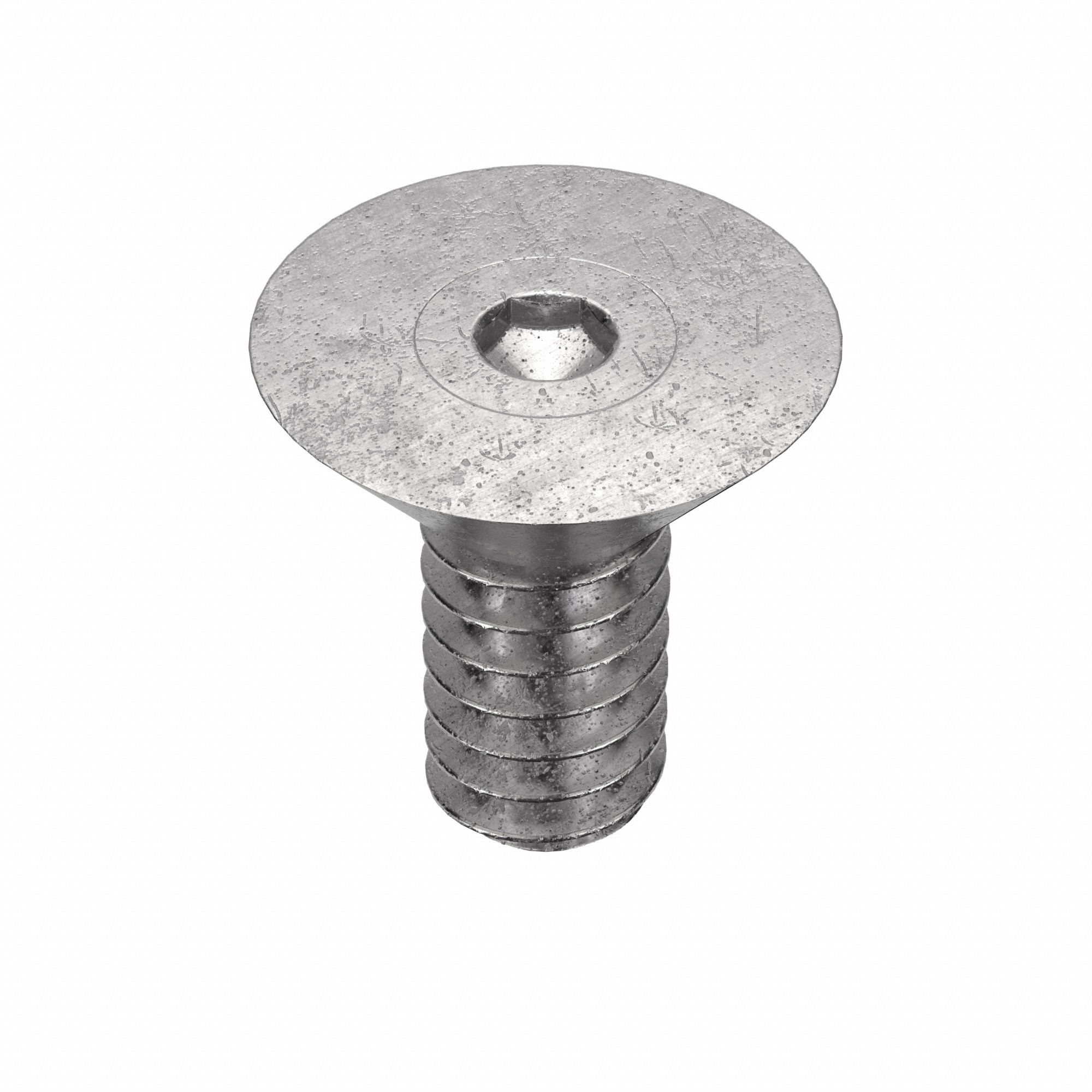 Socket Flat Head Screw: #4-40 Thread Size, 3/16 in Lg, Flat, Plain, Stainless Steel, 18-8, 100 PK
