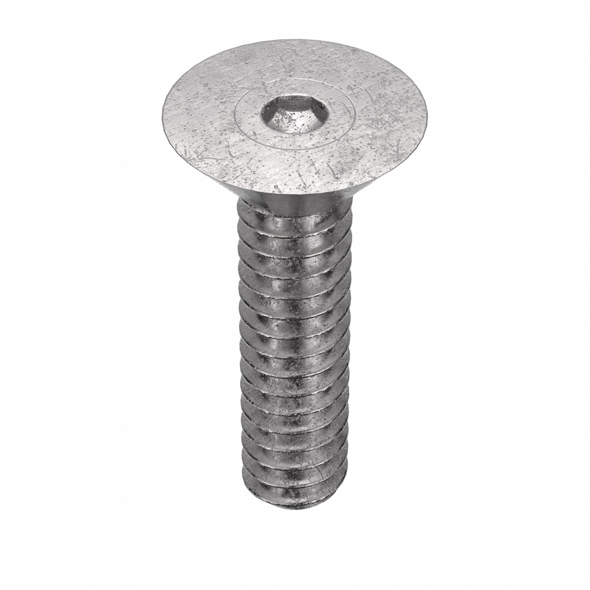 Socket Flat Head Screw: #6-32 Thread Size, 1/2 in Lg, Flat, Plain, Stainless Steel, 18-8, 100 PK