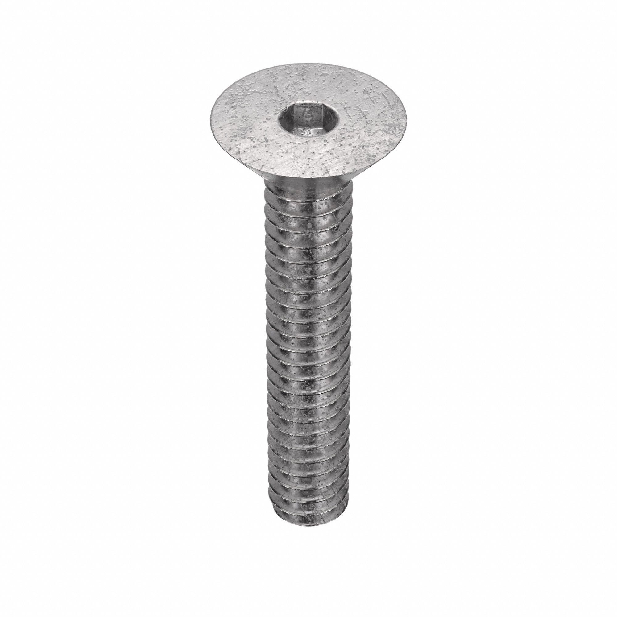Socket Flat Head Screw: #10-24 Thread Size, 1 in Lg, Flat, Plain, Stainless Steel, 18-8, 100 PK